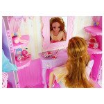 Šatník s bábikou 26 cm + zrkadlo, svetlo, doplnky - ružový